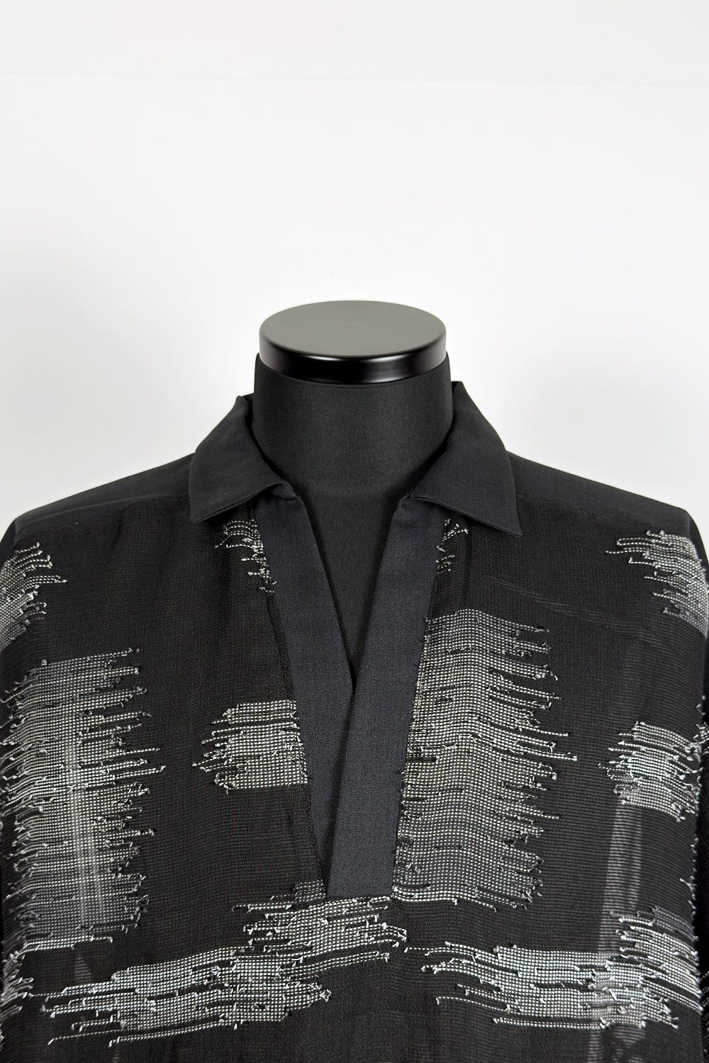 Mesh skipper collar SH / メッシュ スキッパーカラー シャツ