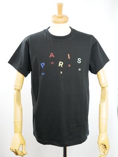 T SHIRT-PARIS COLORS- BLACK  /メゾン パリ フランス /  トリコロール / ストレッチコットン