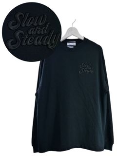 【3D刺繍】LANDER BLUE オリジナル / 長袖T刺繍Tシャツ / 高品質な厚手Tシャツ / 9オンス / ビックシルエット / ヘビーウェイトTシャツ / ヘビーオンスTシャツ