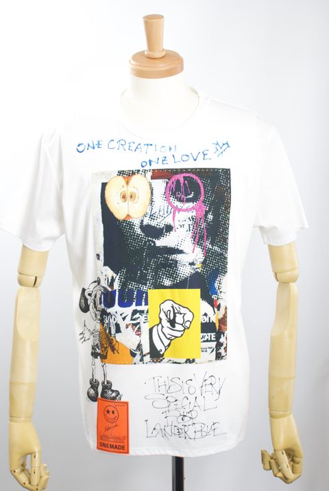ONE-694 ZULUCKY 46サイズ /  ハンドメイド / LANDER BLUE 別注モデル  / 1点もの /アートTシャツ
