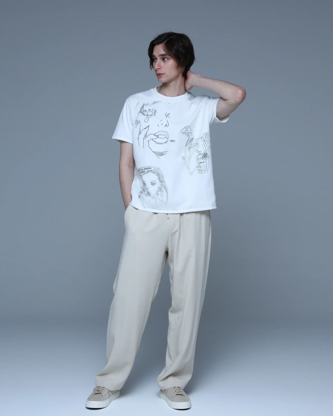 【3DアートTシャツ】 T-Shirt SKETCHES MX-1406 /  アートブランド / Art Tシャツ / WHITE / トロンプルイユファッション /ユニセックス