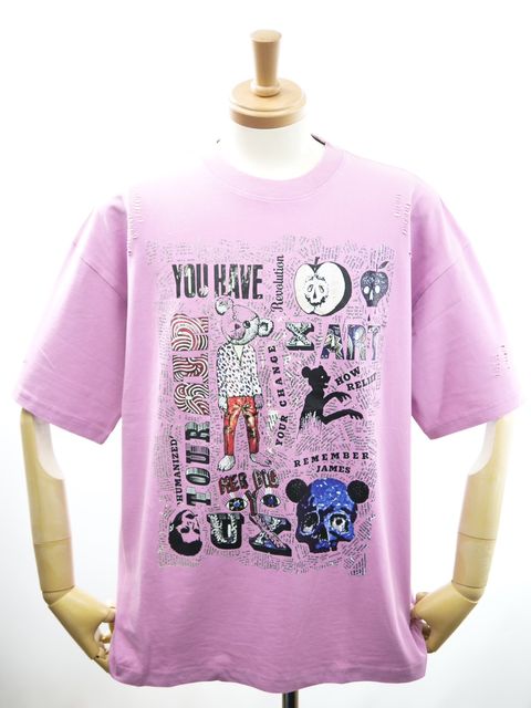 【maxsix x Trick Or Chic】 オーバーサイズTシャツ / ビンテージピンク /  アートTシャツ / オールジェンダー / ユニセックス /