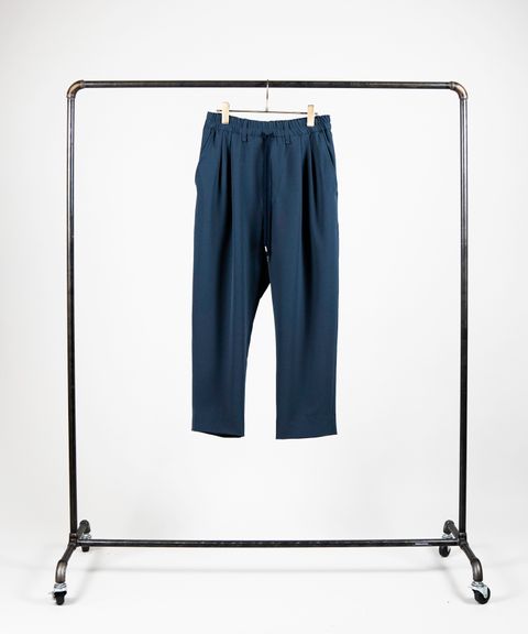 【大人のワイドスラックス】 2WAY ストレッチ素材 / NAVY/ ドライタッチ / サルエル / 2タック / テーパード