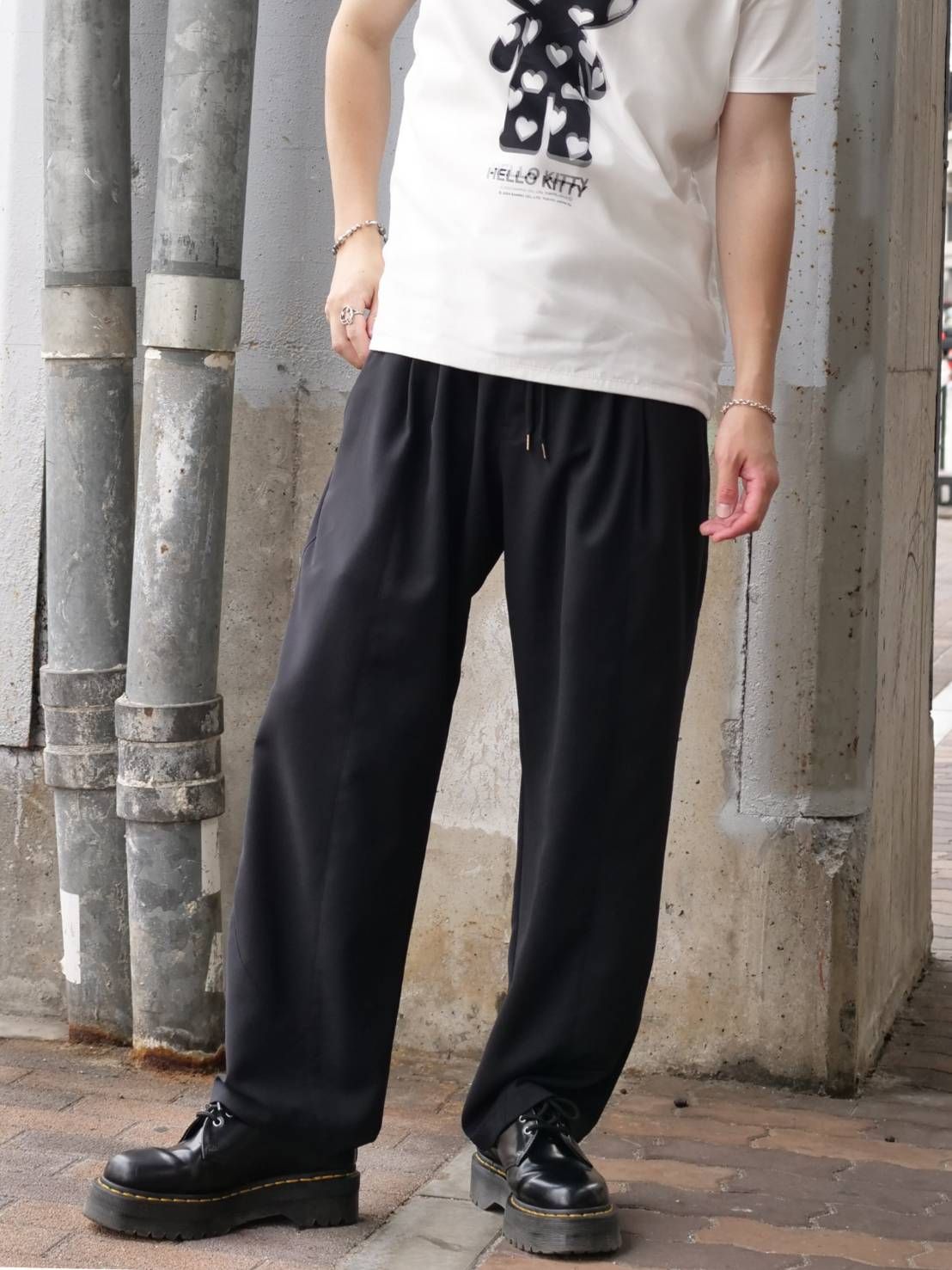 【おしゃれメンズパンツ】 / テーパードイージーパンツ/BLACK/ IRREGULAR TAPERED PT /春夏用パンツ / 日本製