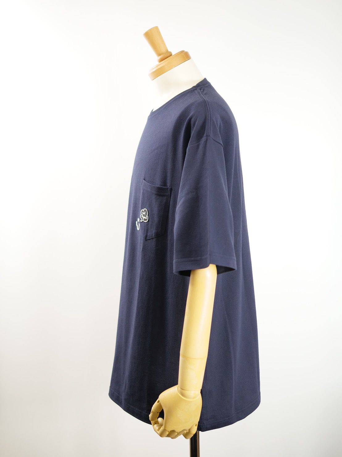 【3D刺繍】LANDER BLUE オリジナル / NAVY / ネイビー / ニコちゃん刺繍 / ビックシルエット / 1ポケTシャツ