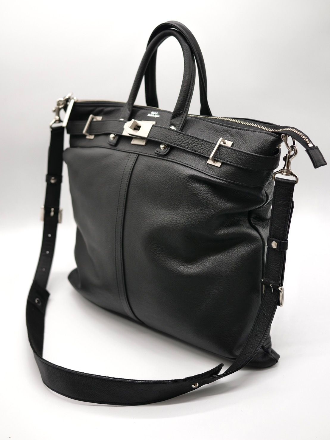 【M.U.L/ エムユーエル】本革（レザー） ブラック / ヘルメットバック / 日本製 / Made in Japan / 2way Bag / ショルダートートBag / メンズ レディース 兼用 UNISEX