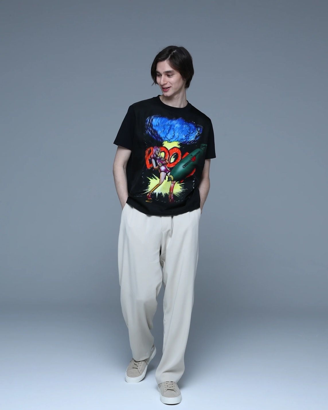 【3DアートTシャツ】 MX-1413 BOOMS/  アートブランド / Art Tシャツ / WHITE / トロンプルイユファッション /ユニセックス