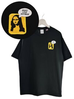 「リメイクTシャツ」 モナリザTシャツ /ワッペン / BLACK / ユニセックス / usaコットン tシャツ