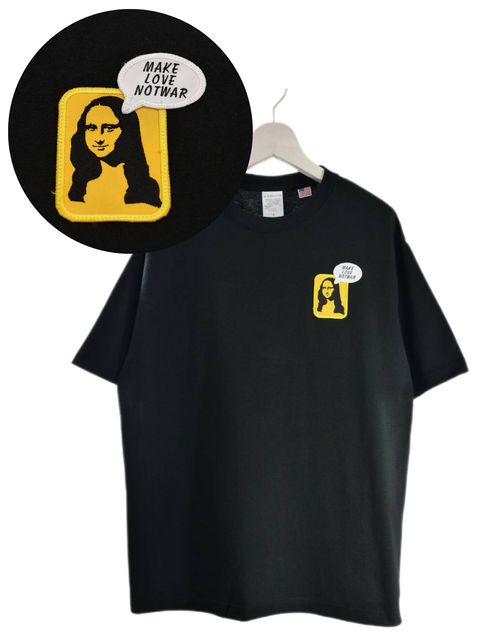 「リメイクTシャツ」 モナリザTシャツ /ワッペン / BLACK / ユニセックス / usaコットン tシャツ