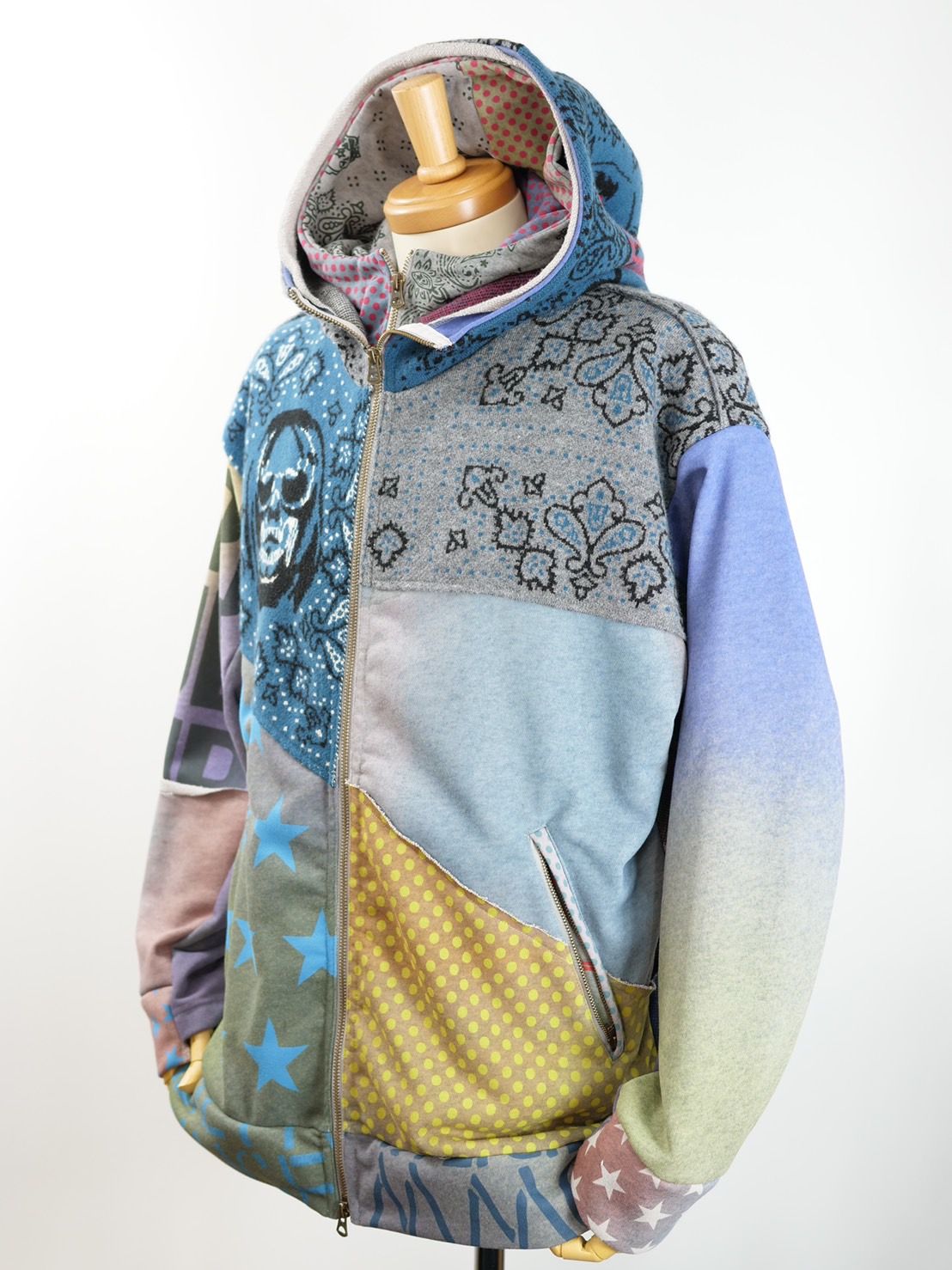 【異素材を組み合わせた逸品】ONE-1009 / HOODED BLOUSON / レイヤードZIPパーカー