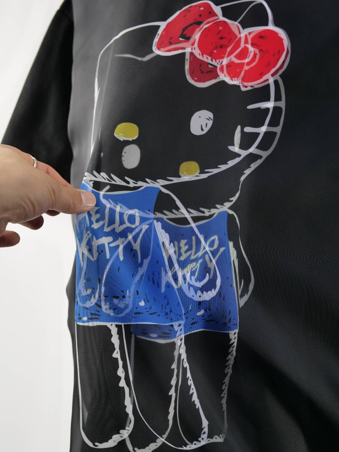 【3Dハローキティデザイン】TR-094 アートTシャツ / サンリオコラボ /BLACK/ ユニセックス