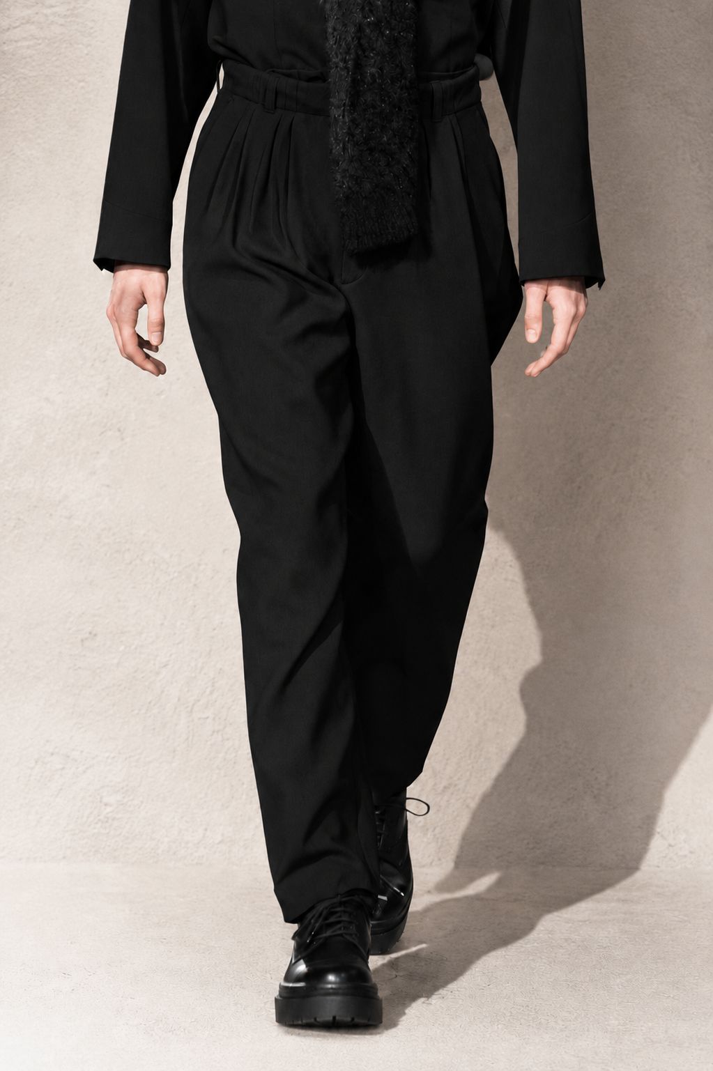 【Double cross 4 tuck trousers】 4タック / ソフィダブルクロス  / ブラック / ワイドスラックス / メンズ