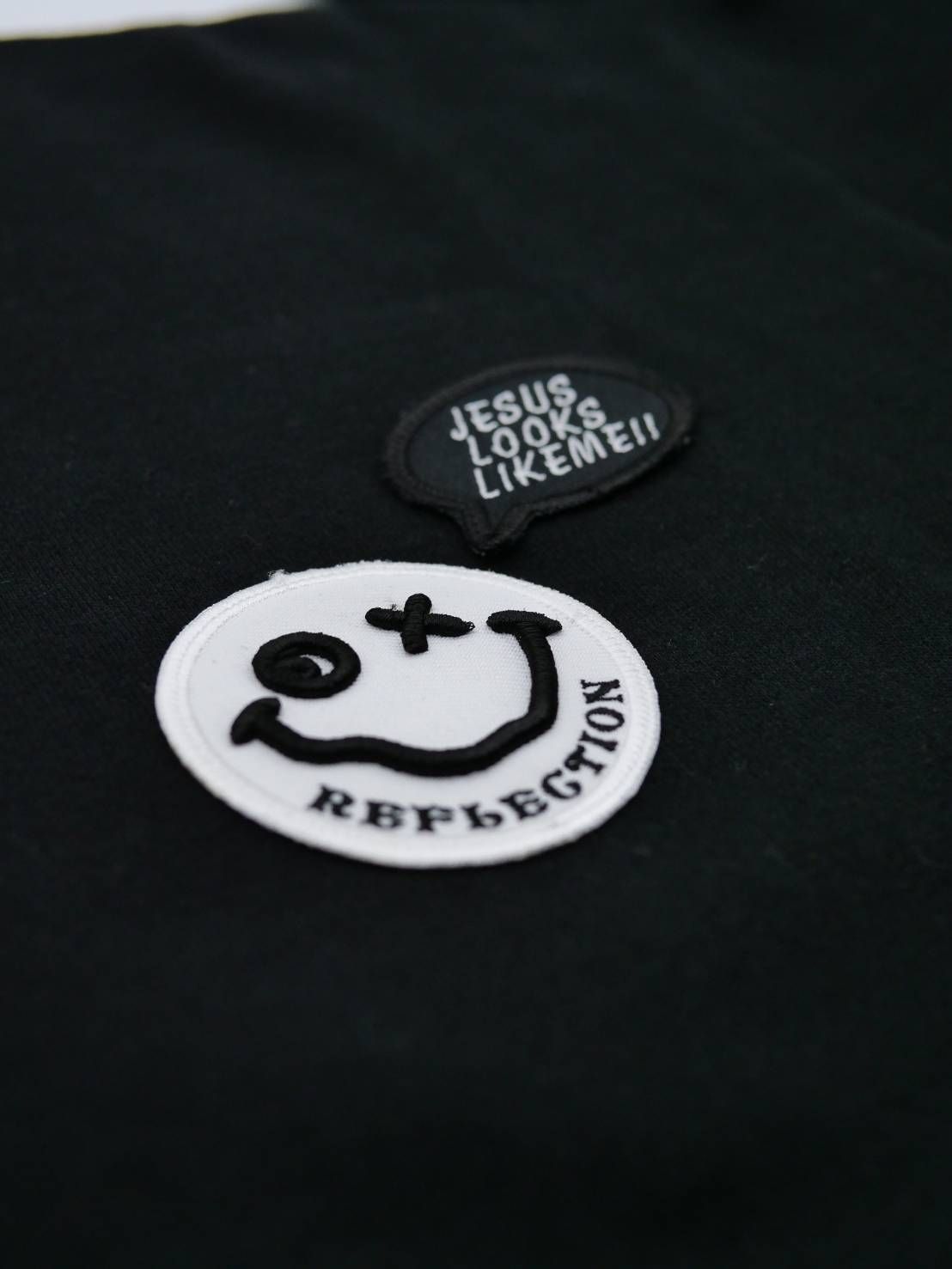 「リメイクTシャツ」 ニコちゃんTシャツ /ワッペン / BLACK  / ユニセックス / usaコットン tシャツ