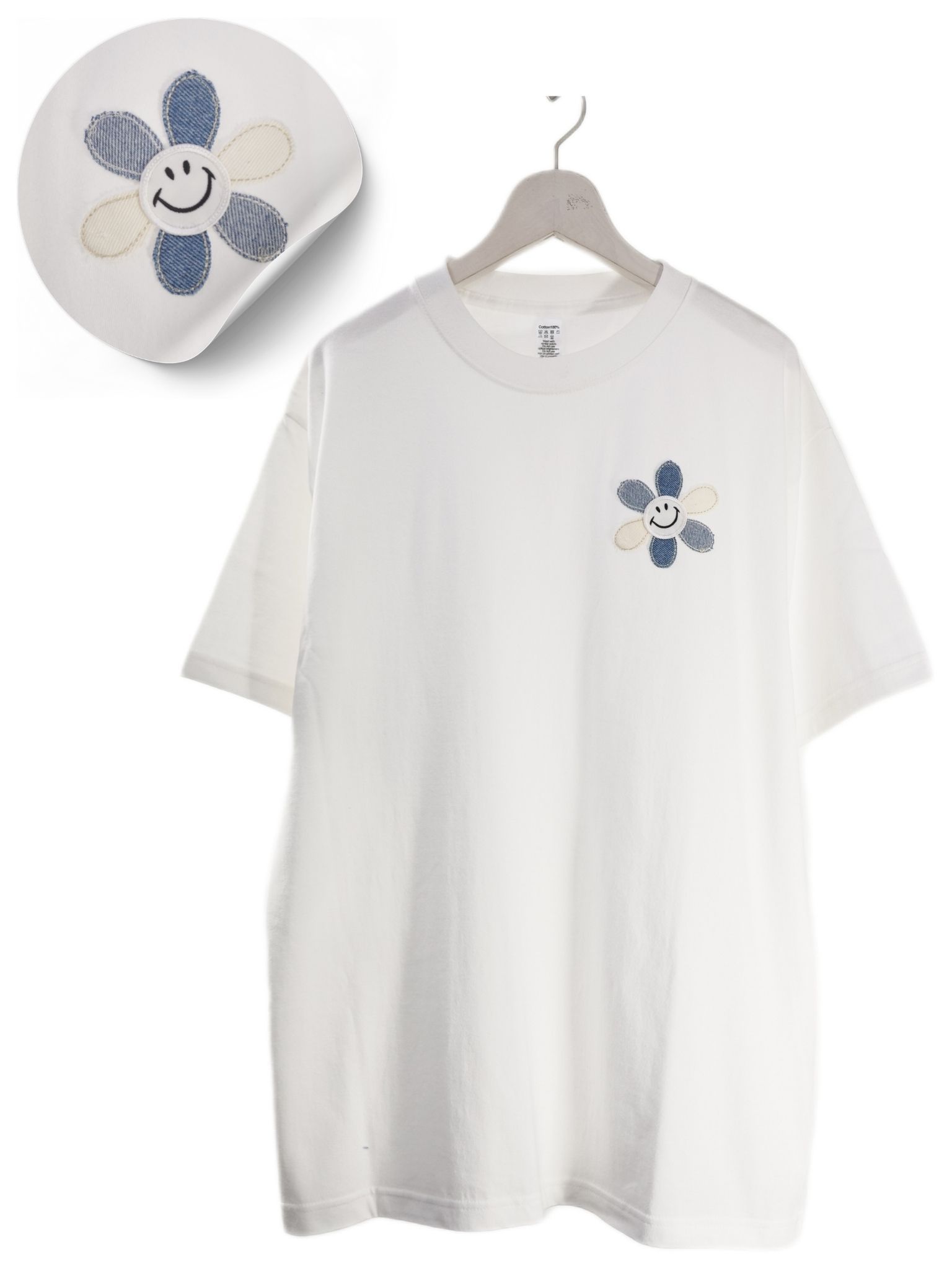 【ニコちゃんデザイン】 刺繍Tシャツ / 6.6オンス / ヘヴィウエイト / シンプルTシャツ / 1ポイントデザイン