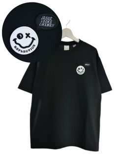 「リメイクTシャツ」 ニコちゃんTシャツ /ワッペン / BLACK  / ユニセックス / usaコットン tシャツ
