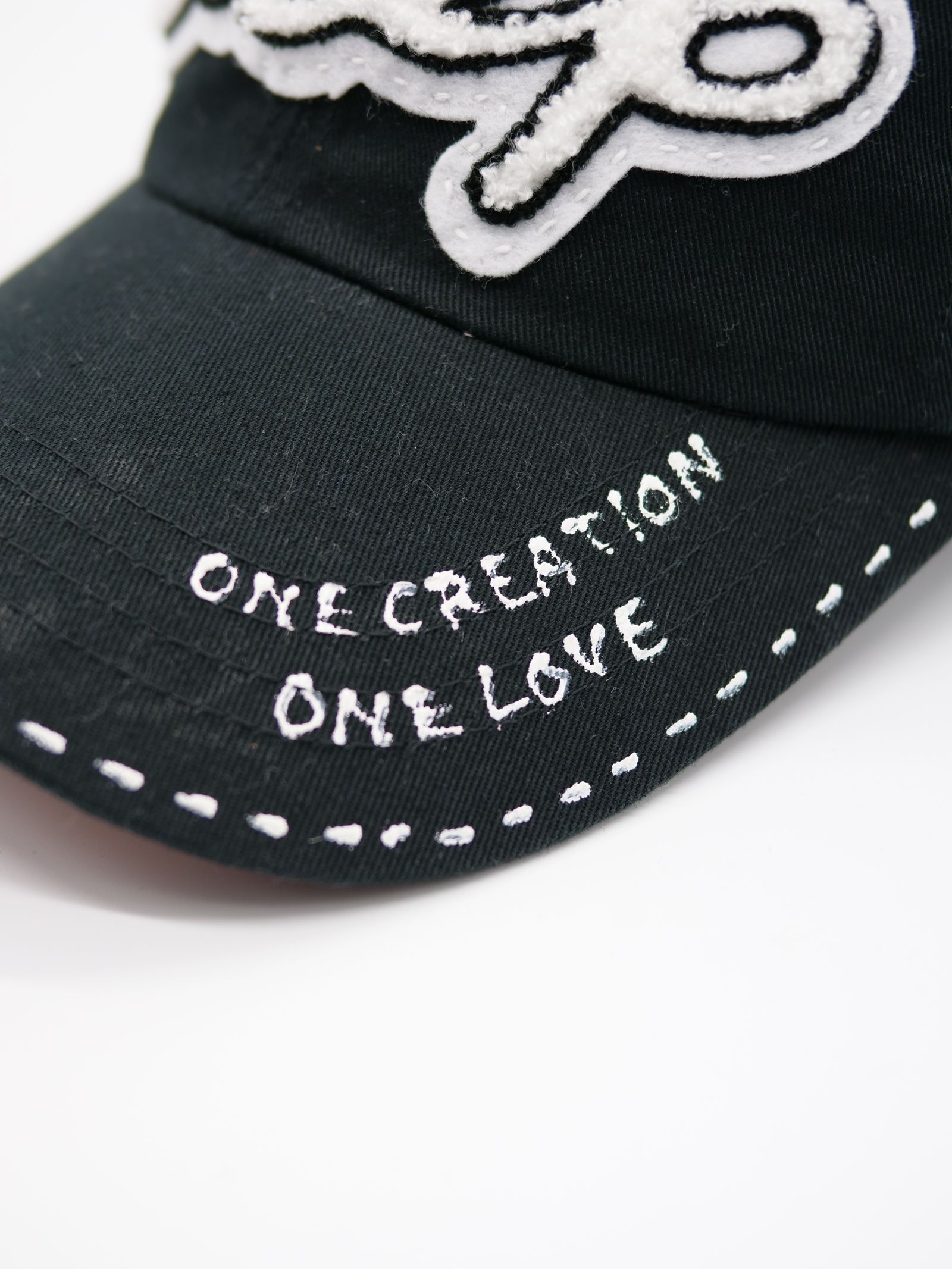 ONE-422 CAP HAND PAINTING BLACK / ハンドメイド / 黒キャップ ブラック