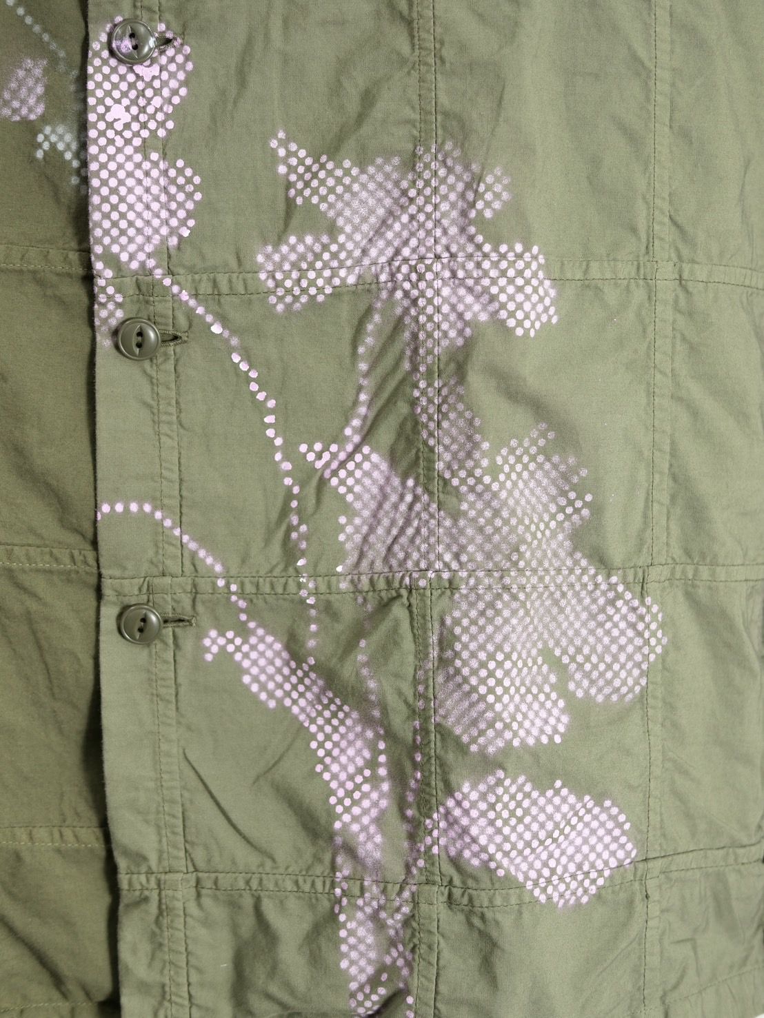 【世界で一枚だけ】 Artミリタリーシャツ / パッチワークシャツ / ユーティリティーシャツ /  KHAKI / カーキ