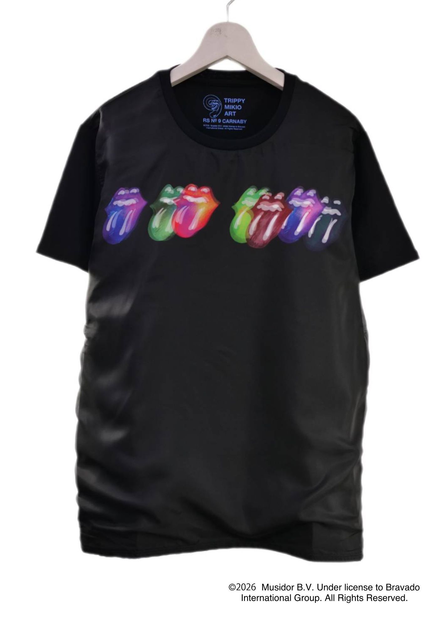 【The Rolling Stone】 RS No.9 CARNABYコラボレーション /TR-136 RS LIP&TONG 7LIPS    3DTシャツ / BLACK/ ユニセックス