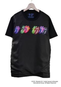 【The Rolling Stone】 RS No.9 CARNABYコラボレーション /TR-136 RS LIP&TONG 7LIPS    3DTシャツ / BLACK/ ユニセックス