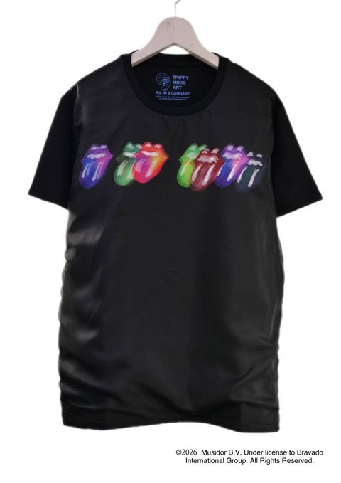 【The Rolling Stone】 RS No.9 CARNABYコラボレーション /TR-136 RS LIP&TONG 7LIPS    3DTシャツ / BLACK/ ユニセックス