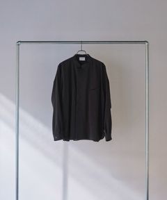 【軽やかに大人っぽく】マオカラーシャツ / 薄手素材 / BLACK / ブラック / ポプリン素材 / イージーケア