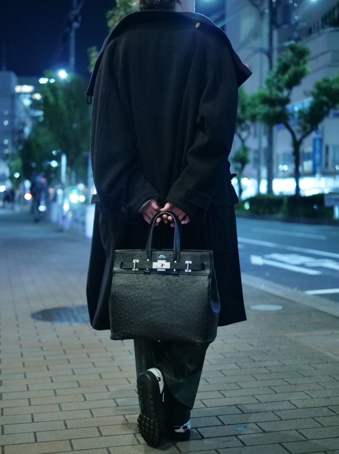 【WOOL混紡コート】ハイネックダッフルコート / メルトン生地 / オーバーサイズコート / BLACK