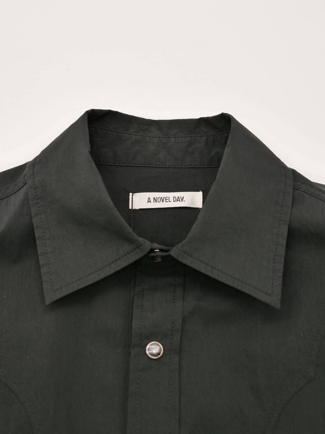 【高密度タイプライター生地のウエスタンシャツ】 BLACK / オーバーサイズシャツ