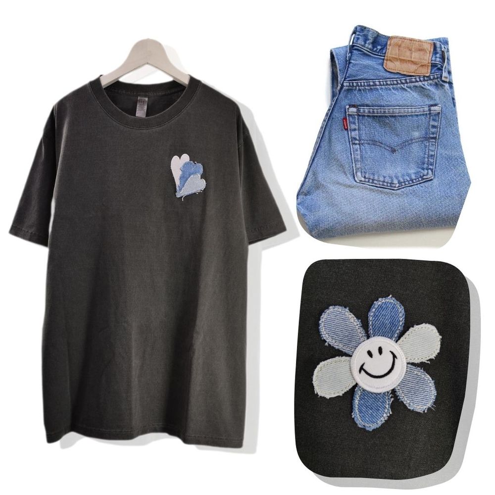 【リメイクTシャツ】古着のLevi’sデニムを解体しワッペンに。