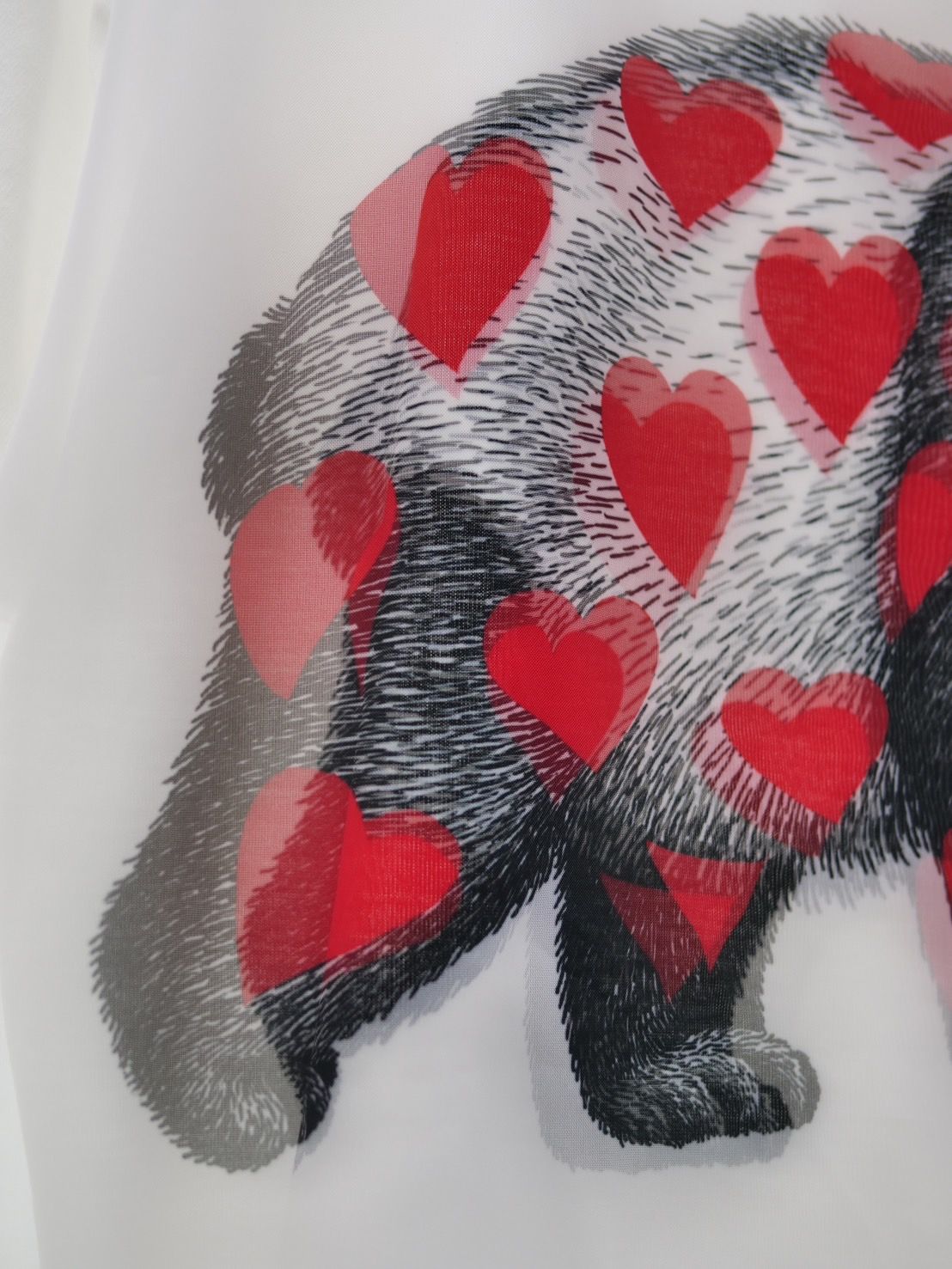 【3DアートTシャツ】RED LIST PANDA TR-004 /  ハートパンダ   / アートブランド / Art Tシャツ / WHITE / トロンプルイユファッション / ユニセックス