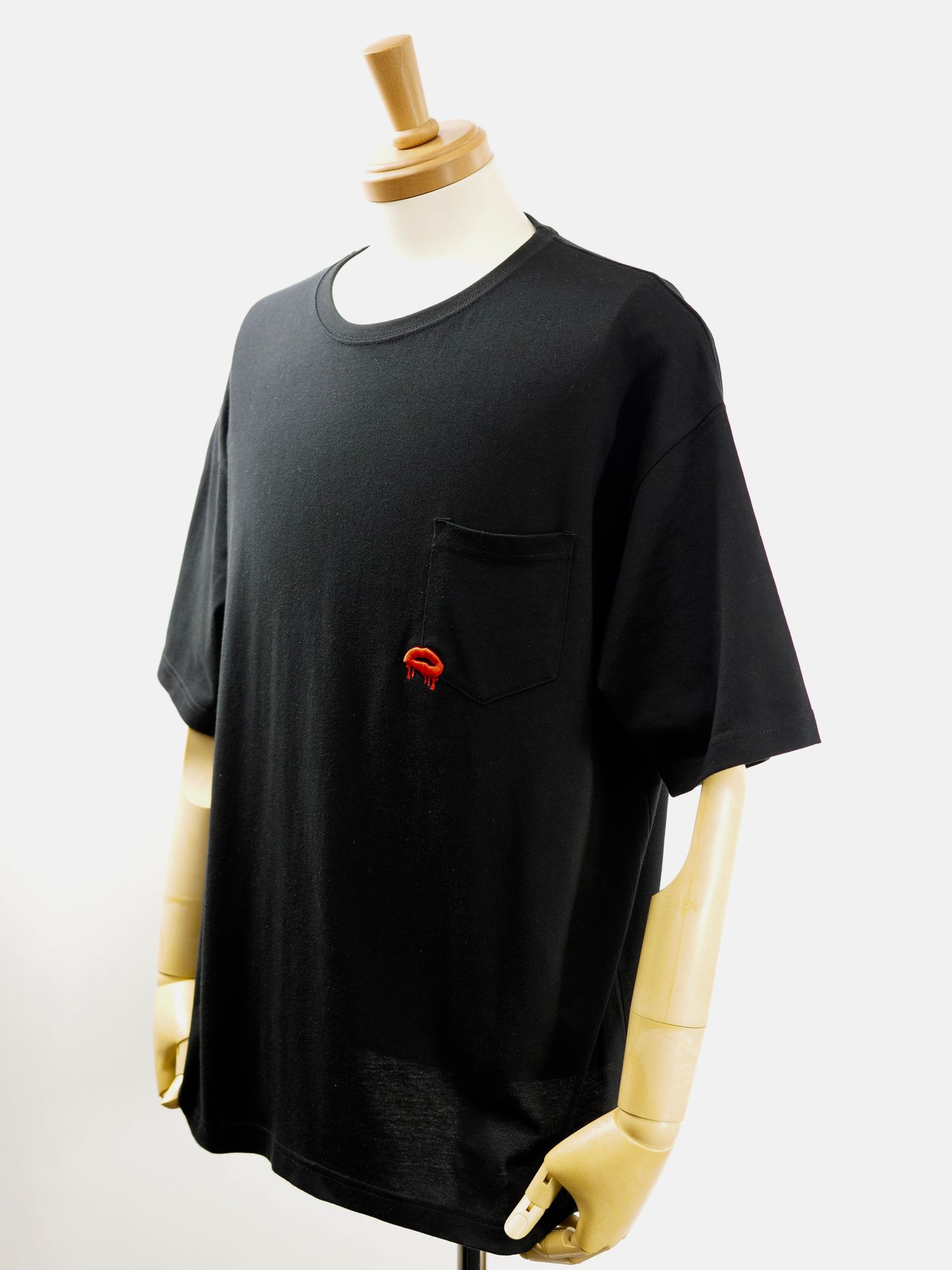 【3D刺繍】LANDER BLUE オリジナル / マリリンモンローキスマーク  /  ビックシルエット /  1ポケTシャツ