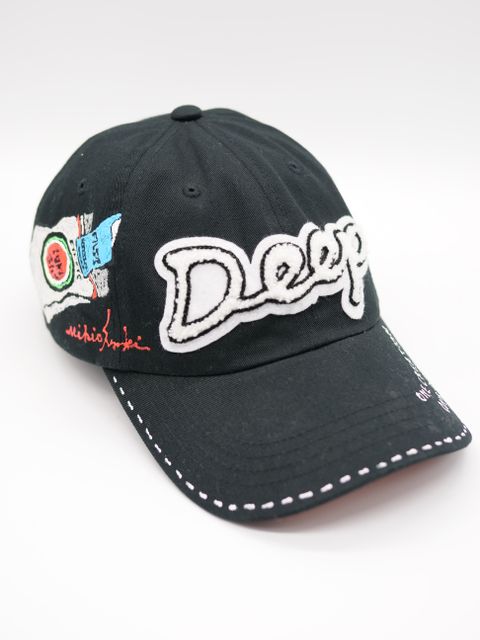 ONE-422 CAP HAND PAINTING BLACK / ハンドメイド / 黒キャップ ブラック