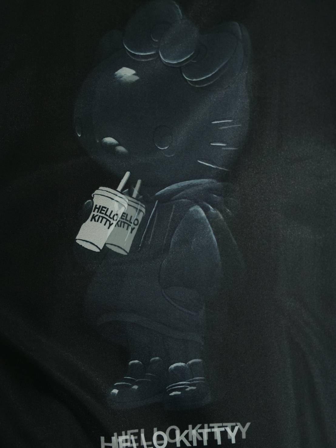 【3Dハローキティデザイン】 TR-048 / アートTシャツ / サンリオコラボ /BLACK / ユニセックス