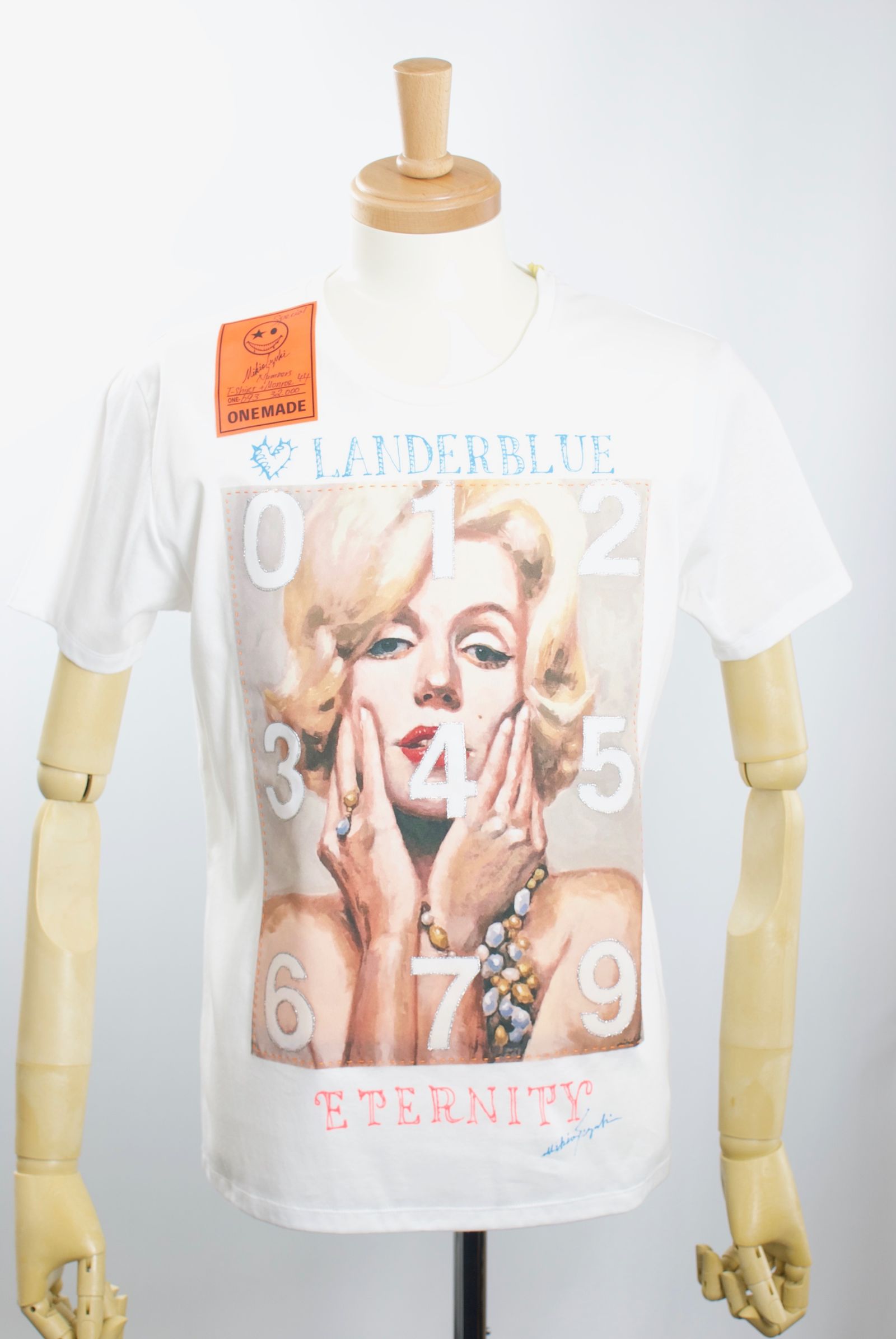 ONE-693 MONROE  44サイズ / ハンドメイド / LANDER BLUE 別注モデル  / 1点もの /アートTシャツ