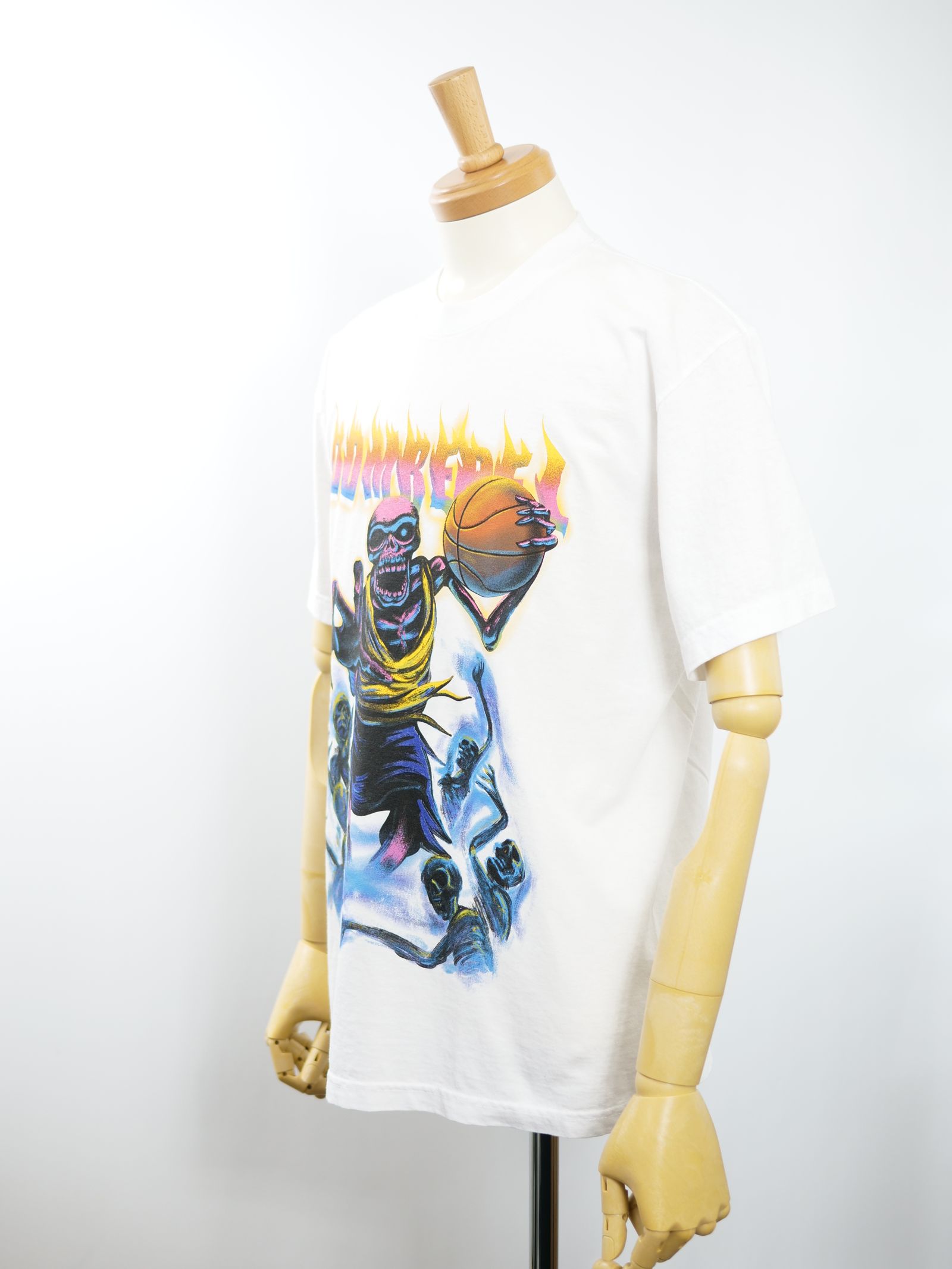 BASKET BONES BOX T SHIRT / WHITE / 白色 / オーバーサイズ  / USA産コットン / ヘビーオンス /厚手