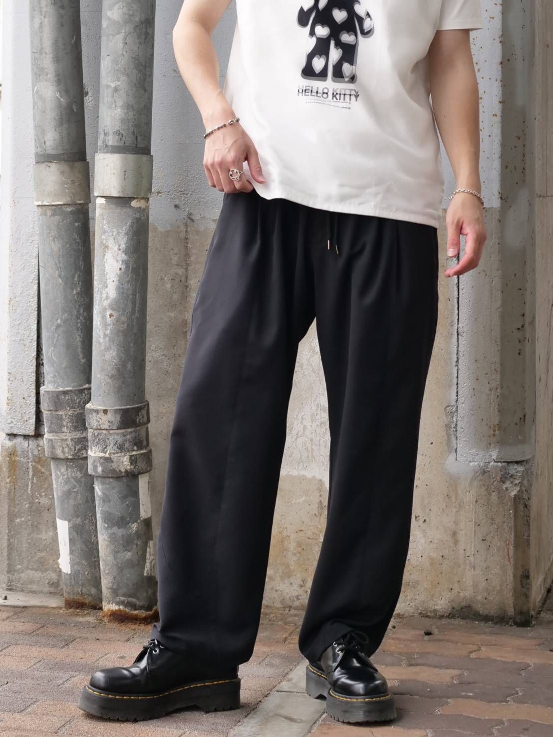 【おしゃれメンズパンツ】 / テーパードイージーパンツ/BLACK/ IRREGULAR TAPERED PT /春夏用パンツ / 日本製