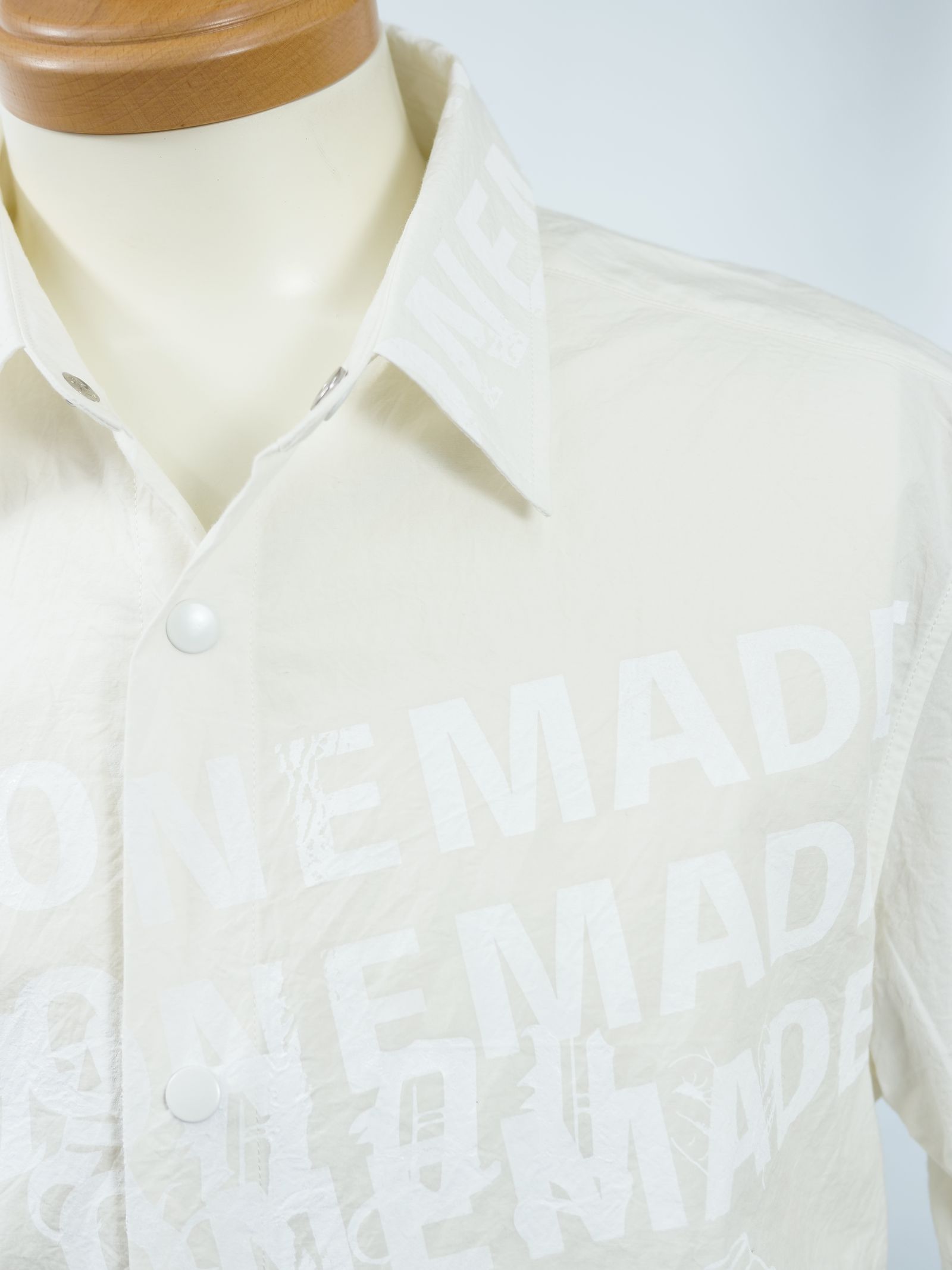 ONE-743 MILITARY SHIRTS / ホワイト / 麻混シャツ / ハンドメイドブランド/ 日本製