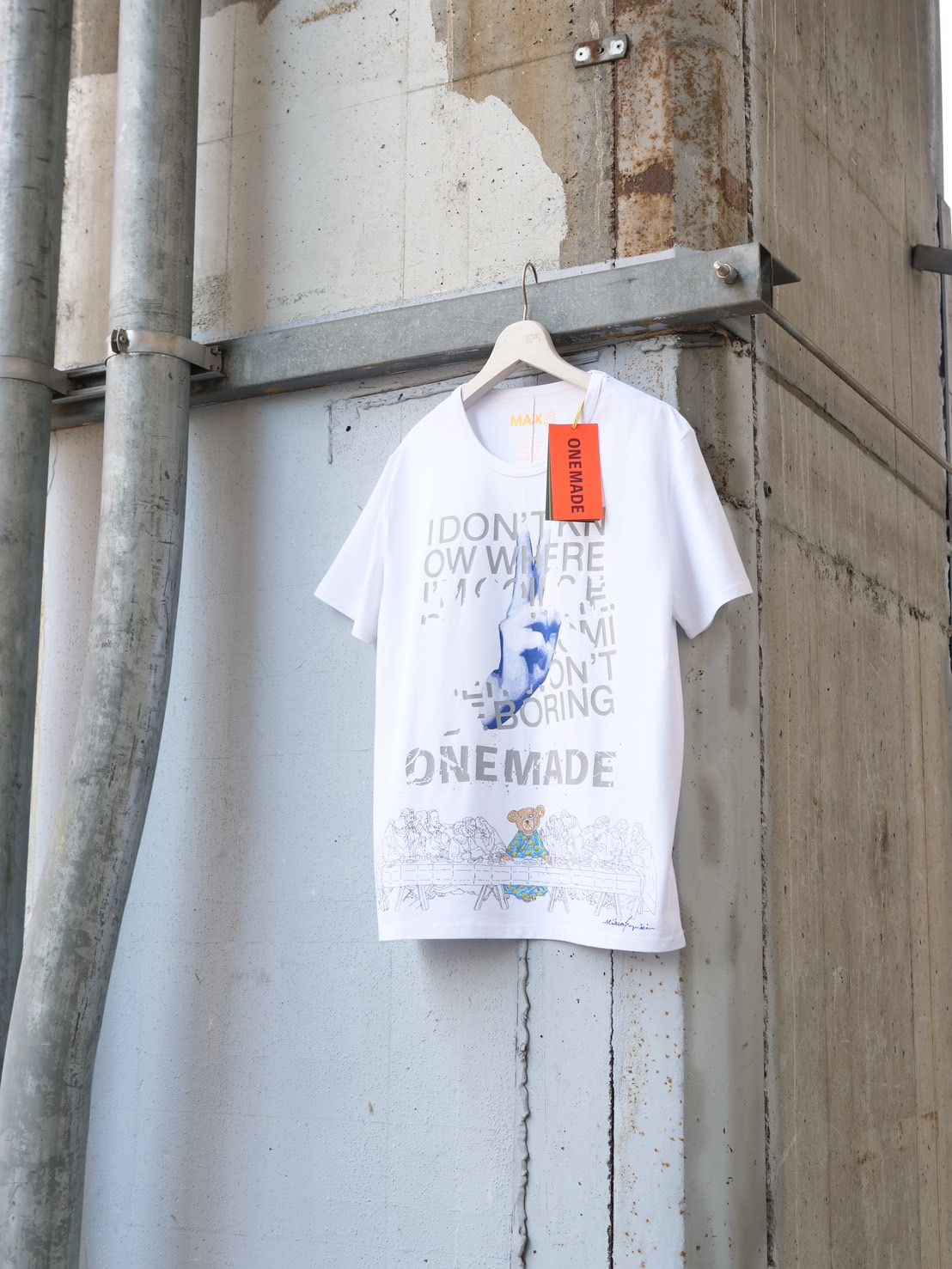 【アート作家が手がけるTシャツ】ONEMADE / LANDERBLUE別注モデル / Art Tシャツ / 1点物 / 白色 / WHITE