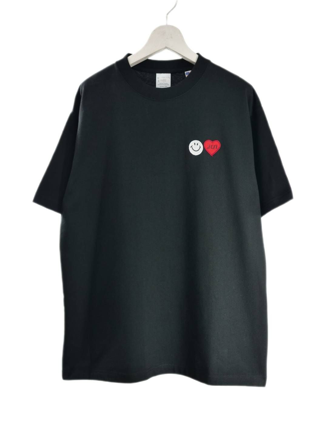 「リメイクTシャツ」 ニコちゃんTシャツ /ワッペン / BLACK / ユニセックス / usaコットン tシャツ