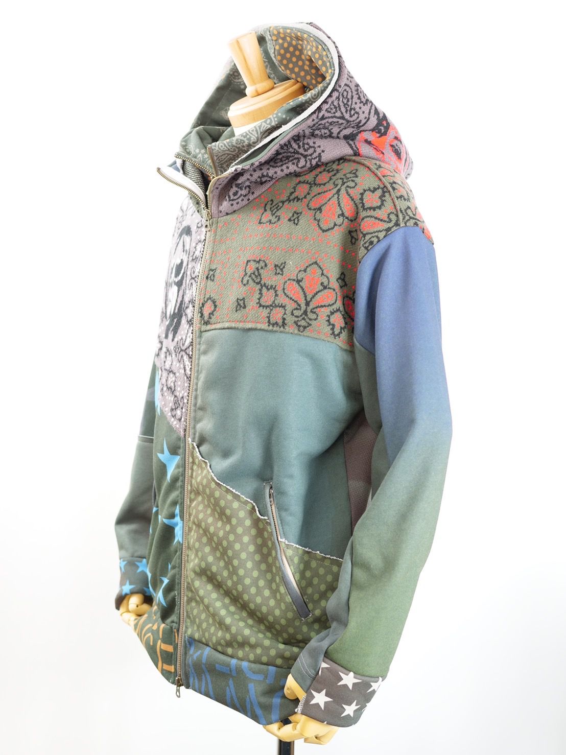 【異素材を組み合わせた逸品】ONE-1009 / HOODED BLOUSON / レイヤードZIPパーカー