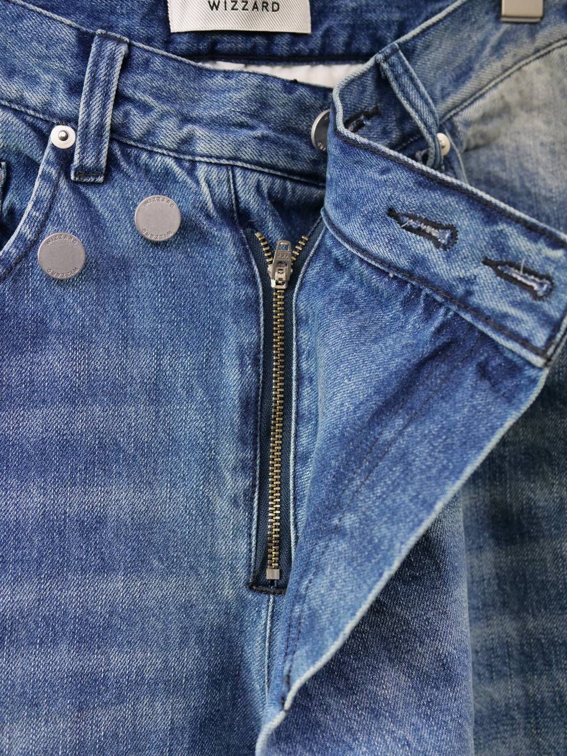 【ワイドデニムパンツ】 OVERLAP DENIM WIDE PANTS / インディゴブルー / ストレート / 13.3オンス