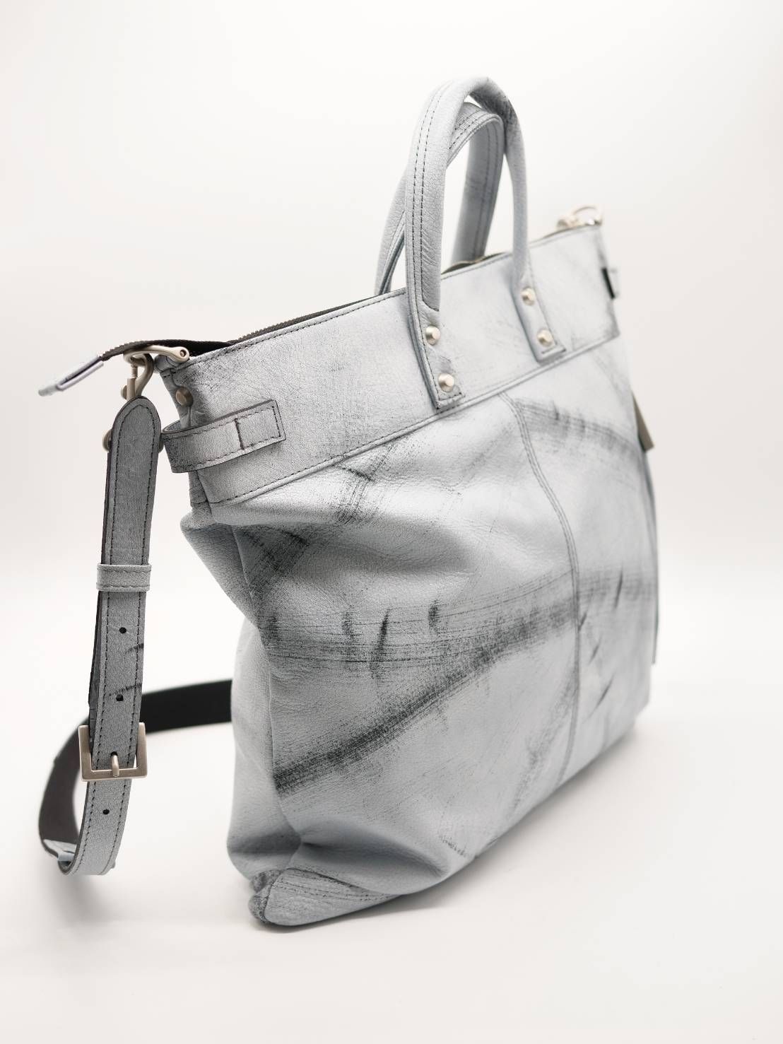 M.U.L 日本製 本革ヘルメットバッグ ヴィンテージホワイト｜2WAY ショルダートート｜姫路レザー使用｜メンズ レディース UNISEX