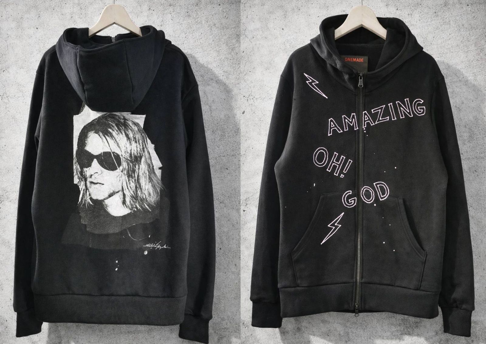 【普通のパーカー”には戻れない】ハンドメイドZIPパーカー / BLACK / アートファッション / 一点物 / ワンマイルウェアー