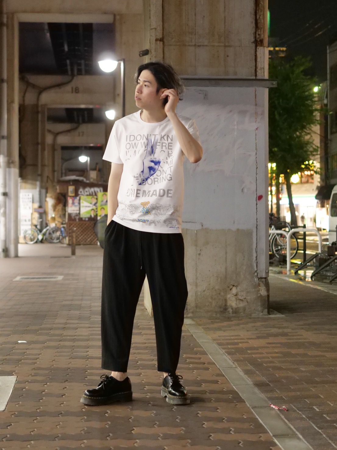 【アート作家が手がけるTシャツ】ONEMADE / LANDERBLUE別注モデル / Art Tシャツ / 1点物 / 白色 / WHITE