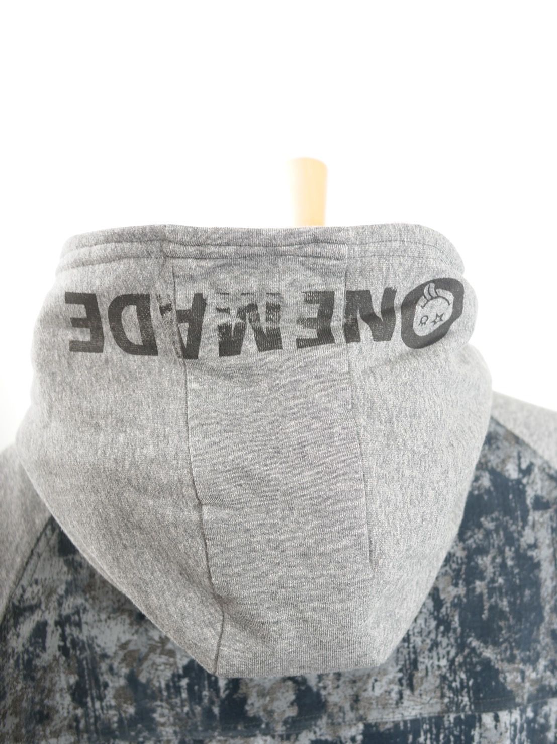 【デニムジャケットを組み合わせた作品】ONE-1033 COMBI PARKA / ジップパーカー / Wジップ / グレー