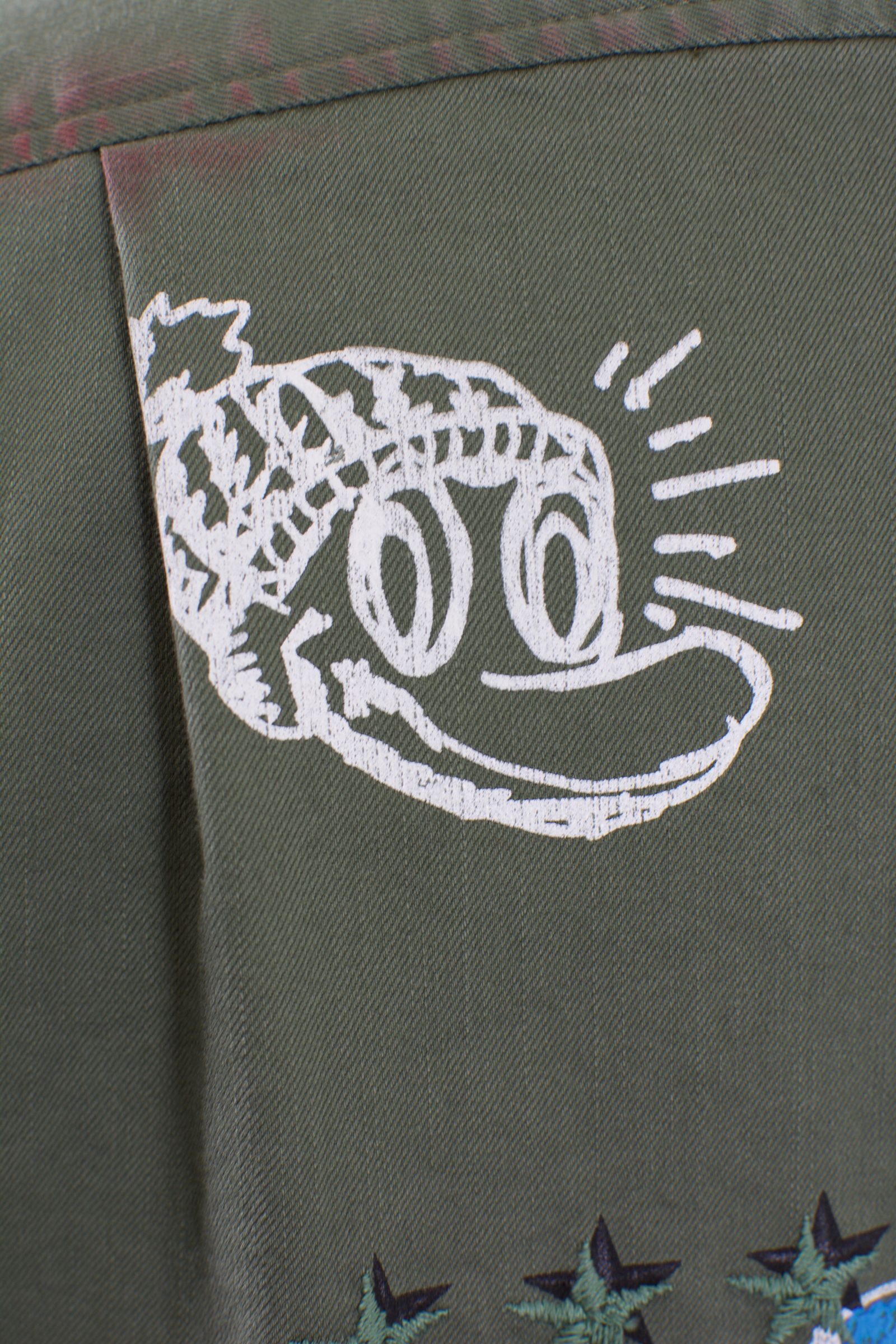 ONE-512 Long Military Shirt / ミリタリーシャツ / Hand Made / ハンドメイド / Dog / ハンドペイント
