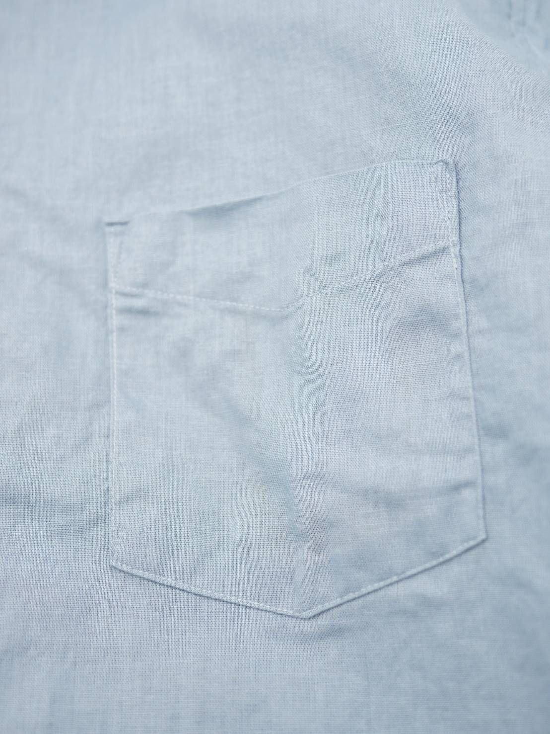 【日本製】ヴィンテージデニムワッペン 7分袖リネンコットンシャツ｜古着 Levi's デニム使用