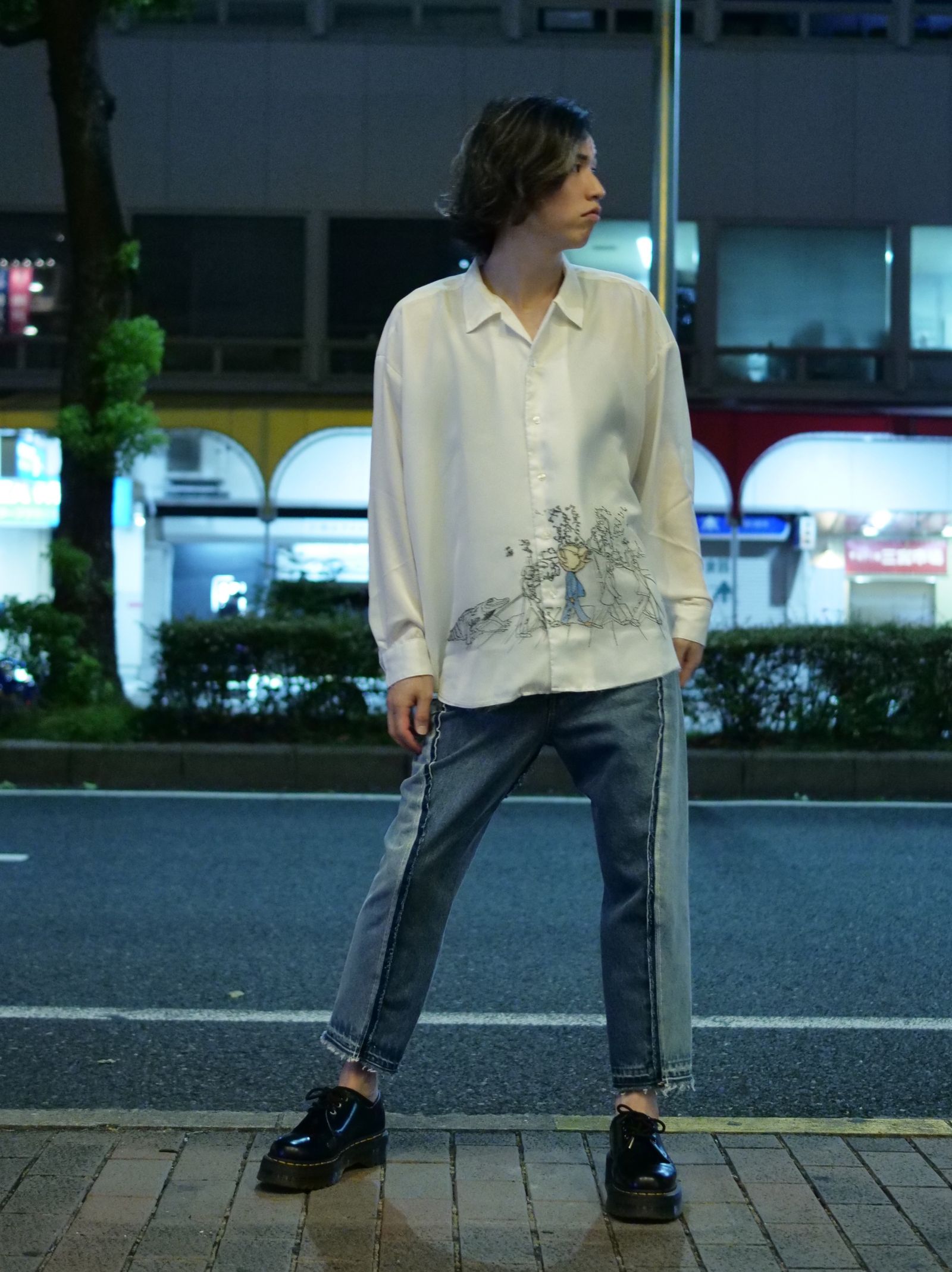 【3Dアートシャツ】 MX-1422 BEATLES / ビートルズ アビイ・ロードモチーフ  /  アートシャツ /  WHITE/ アートファッション  / トロンプルイユファッション / ユニセックス