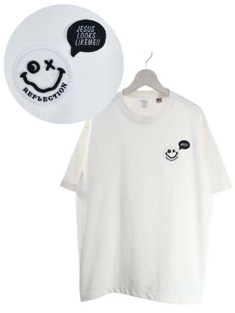 「リメイクTシャツ」 ニコちゃんTシャツ /ワッペン / WHITE  / ユニセックス / usaコットン tシャツ