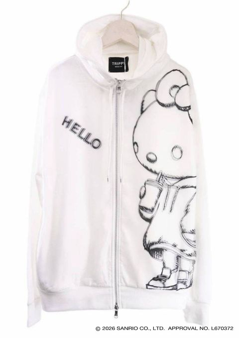 【HELLO KITTY デザイン】TR-103 / アートパーカー / ハローキティ / WHITE / ユニセックス