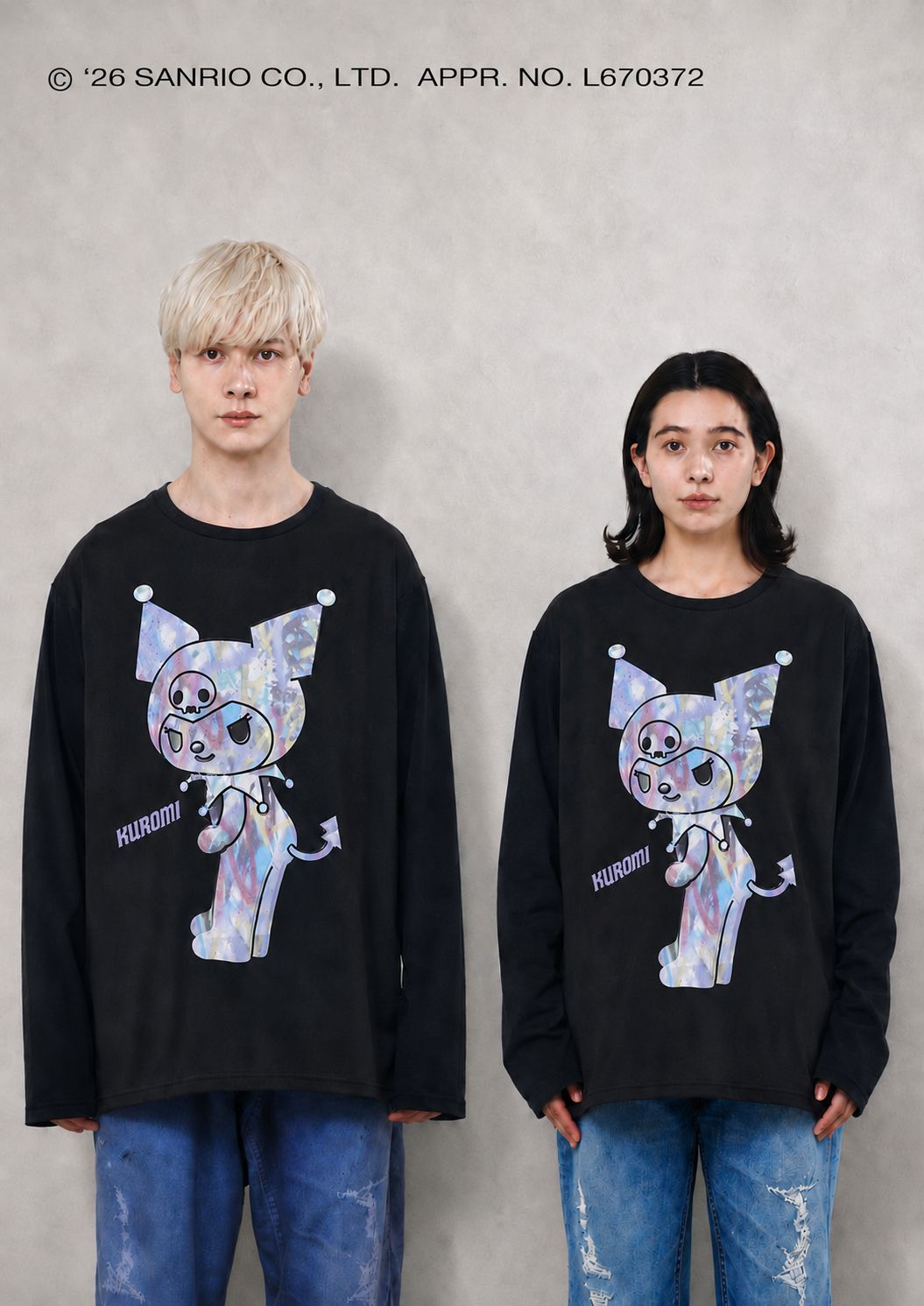 【KUROMI×TRIPPY MIKIO ART】TR-157 / 3DTシャツ / BLACK / ロンT / ユニセックス
